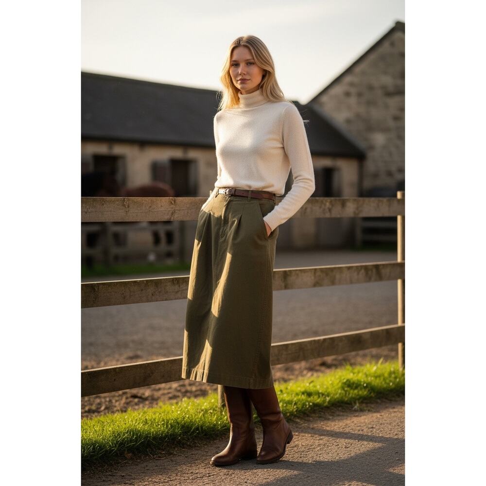 Luxury Heritage VTG Abercrombie Fitch Olive Skirt Made in USA Size 10